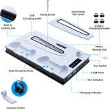 Mcbazel PS5, PS5 Slim (UHD / Digital Edition) Cooling Charger Stand with Headset Holder, Dual Controller Charging