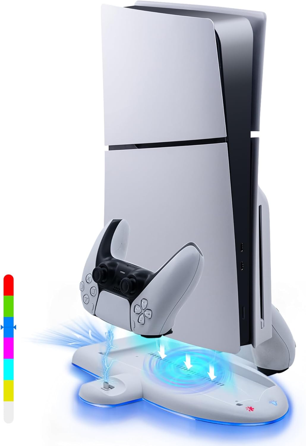 Mcbazel Cooling Charging Stand for PS5 Slim Console Only, RGB Dual Controller Charger for Dual Sense / Edge