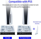 Vertical PS5 UHD / Digitial Edition Cooling Charging Stand with Dual Controller Charging Station