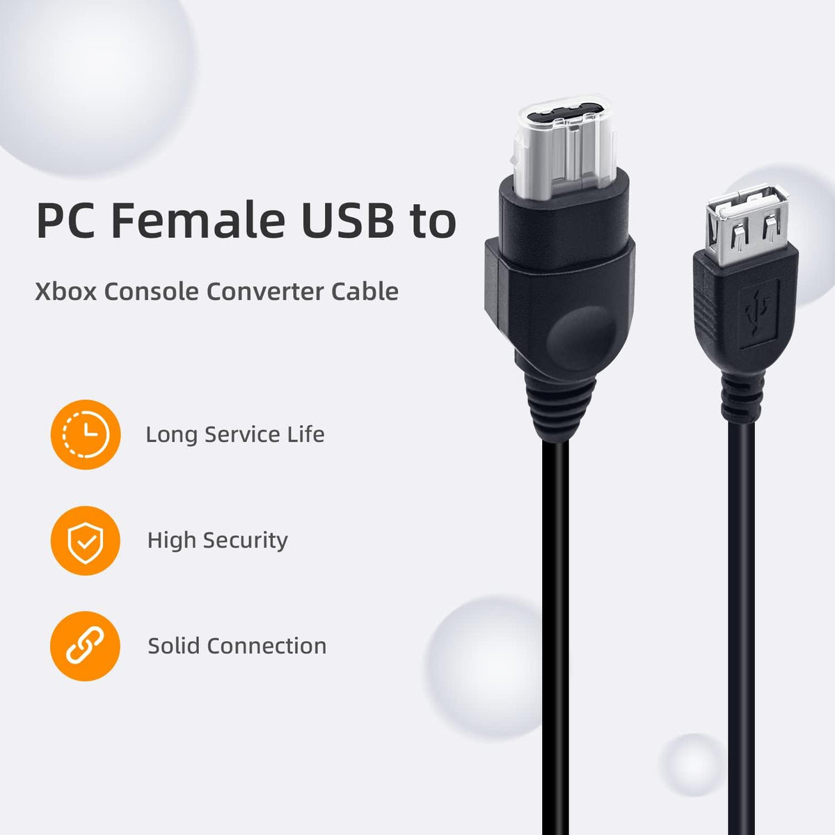 Mcbazel PC Female USB to Xbox Converter Adapter Cable for Original Gen. 1
