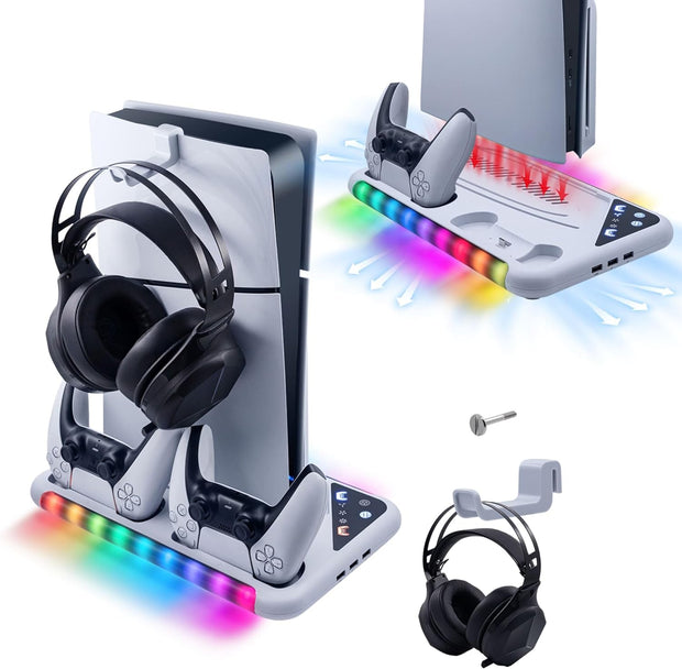 Mcbazel PS5 / PS5 Slim Console RGB Cooling Charging Station