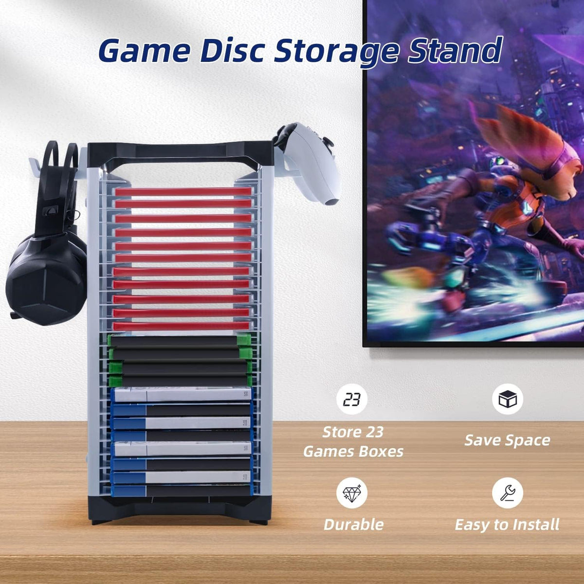 Mcbazel Video Game Storage Stand Tower for PS5 / PS4 / NS Switch / Xbox