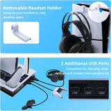 Mcbazel PS5, PS5 Slim (UHD / Digital Edition) Cooling Charger Stand with Headset Holder, Dual Controller Charging