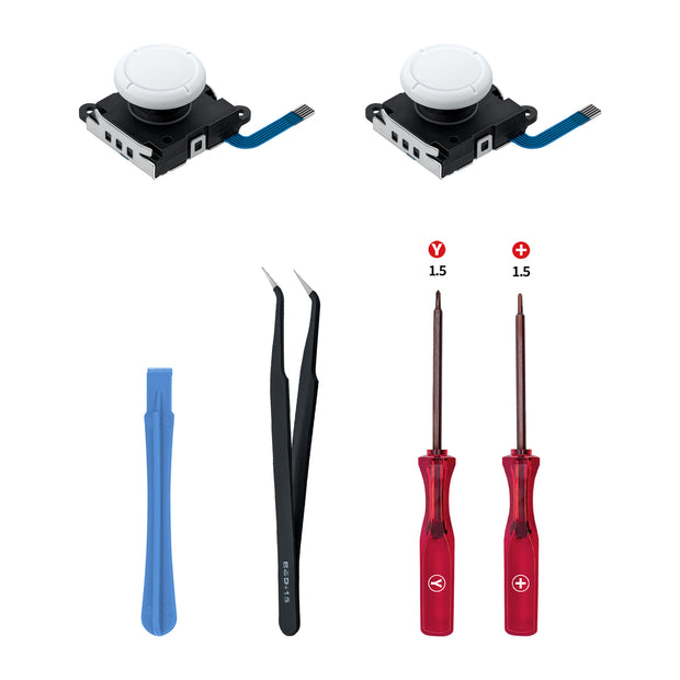 Replacement 3D Analog Joystick & Repair Tool Kit for Nintendo Switch/Switch OLED Joy-Con/Switch Lite - White