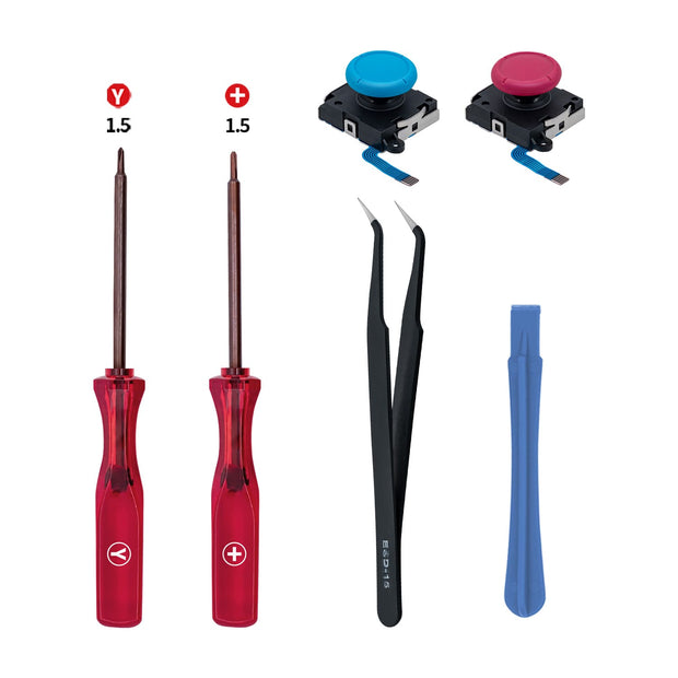 Replacement 3D Analog Joystick & Repair Tool Kit for Nintendo Switch/SWitch OLED Joy-Con/Switch Lite-Blue/Red