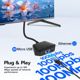 Mcbazel Fire Stick Ethernet-adapter, Firestick Ethernet-adapter Micro-USB till RJ45, Ethernet-nätverksadapter kompatibel med Fire TV Stick 4K Max/Lite/2:a gen/3:e gen Fire TV