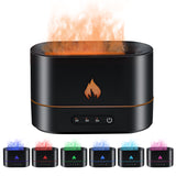 200mL Aroma Diffuser Humidifier with 3D Flame Night Light - Black (853)