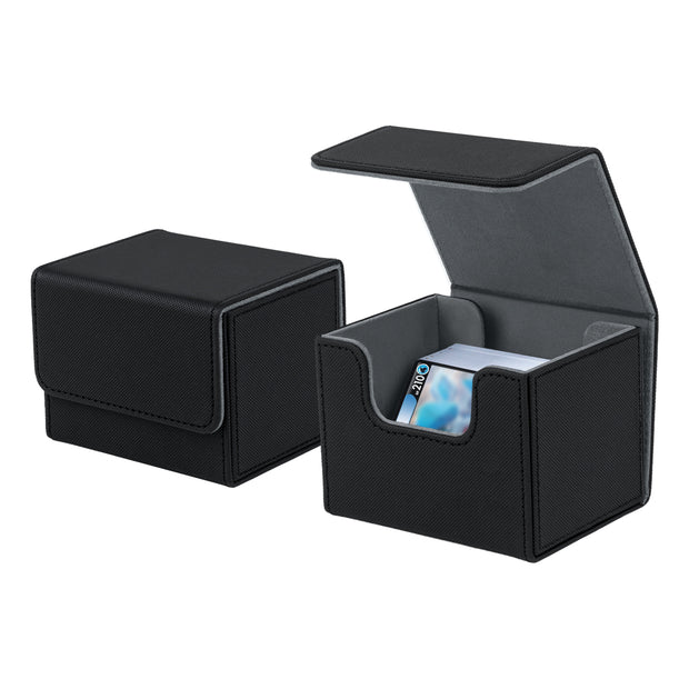 Horizontal Leather Game Card Deck Case Box-Black