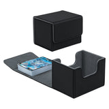 Liggande spelkortsbox i läder – svart