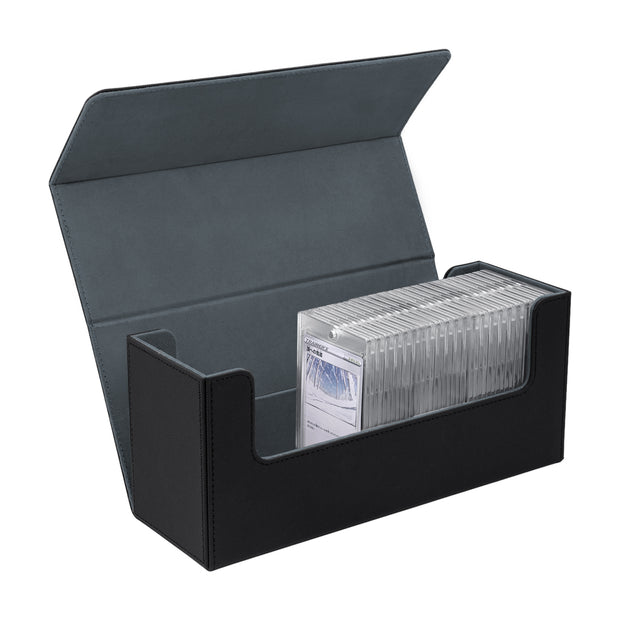 Magnetic Leather Game Card Deck Case-Black&Gray(HK-X017)