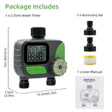 2 Zone Water Timer for Garden Hose-Green(US Plug)