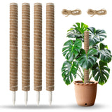 4 Pcs 60cm Stackable Pole Coir Pole for Climbing Plants Growth- Wood Version