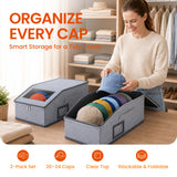 2 Pcs Baseball Cap Storage Box–Grey(42*22*17cm)#
