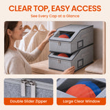 2 Pcs Baseball Cap Storage Box–Grey(42*22*17cm)#