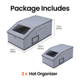 2 Pcs Baseball Cap Storage Box–Grey(42*22*17cm)#