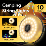 Mcbazel 10 meter soldriven LED magnetisk campingstämningsbelysning med fjärrkontroll (Färgglad)