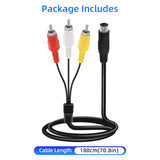 1.8M Audio Video AV Cable RCA Connection Cord for Sega Mega Drive Genesis 2& 3