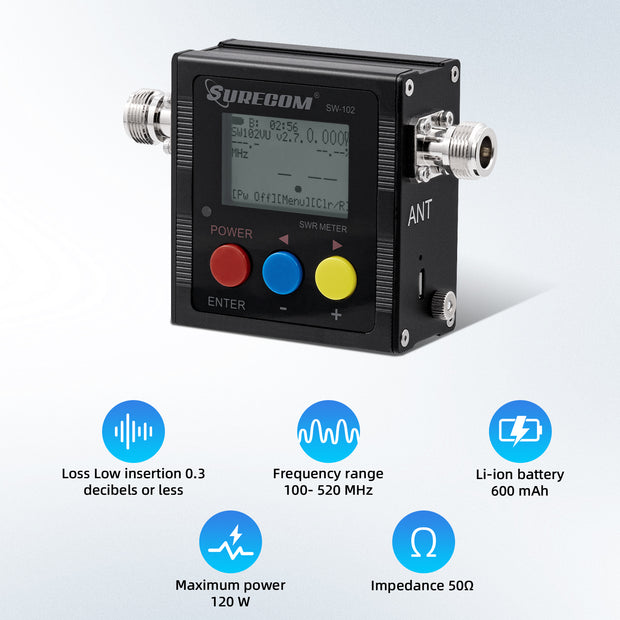 Surecom SW-102 Digital VHF/UUHF 125-525Mhz effekt- och SWR-mätare (SW102-N)