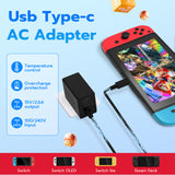 Mcbazel 1.5m AC Adapter PD 15V/2.6A Fast Charger for Switch Game Console, Dock, Controller