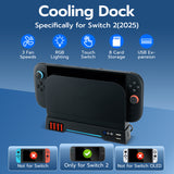 Mcbazel DOBE Cooling Fan Stand with Game Cards Storage for NS 2 Console-Black