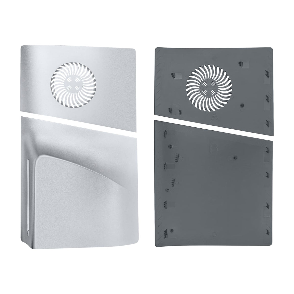 Replacement Side Panel Plate with Cooling Vent for PS5 Slim Disc Edition-Silver(2.0)