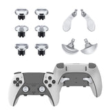 14 In 1 Replacement Metal Thumbsticks with 4 Back Paddle Trigger Buttons for PS5 Edge Controller-Silver