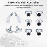 14 In 1 Replacement Metal Thumbsticks with 4 Back Paddle Trigger Buttons for PS5 Edge Controller-Silver