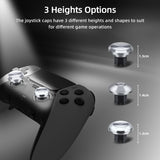 14 In 1 Replacement Metal Thumbsticks with 4 Back Paddle Trigger Buttons for PS5 Edge Controller-Silver