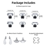 14 In 1 Replacement Metal Thumbsticks with 4 Back Paddle Trigger Buttons for PS5 Edge Controller-Silver
