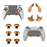 14 In 1 Replacement Metal Thumbsticks with 4 Back Paddle Trigger Buttons for PS5 Edge Controller-Gold