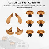 14 In 1 Replacement Metal Thumbsticks with 4 Back Paddle Trigger Buttons for PS5 Edge Controller-Gold