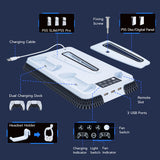 Mcbazel RGB Cooling Stand with Headphone Hook for Ps5/Ps5 Slim/Ps5 Pro, Multifunctional Cooling Fan and Controller Charging Station for PlayStation 5/PlayStation 5 Slim/PRO Console White
