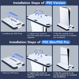 Mcbazel RGB Cooling Stand with Headphone Hook for Ps5/Ps5 Slim/Ps5 Pro, Multifunctional Cooling Fan and Controller Charging Station for PlayStation 5/PlayStation 5 Slim/PRO Console White