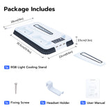 Mcbazel RGB Cooling Stand with Headphone Hook for Ps5/Ps5 Slim/Ps5 Pro, Multifunctional Cooling Fan and Controller Charging Station for PlayStation 5/PlayStation 5 Slim/PRO Console White