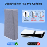 Mcbazel PS5 Pro Dust Protection Case, Vertical Protective Cover for PS5 Pro in Cationic Polyester Fabric with Cut-Out for Playstation 5 Pro Disc and Digital Console - Grey