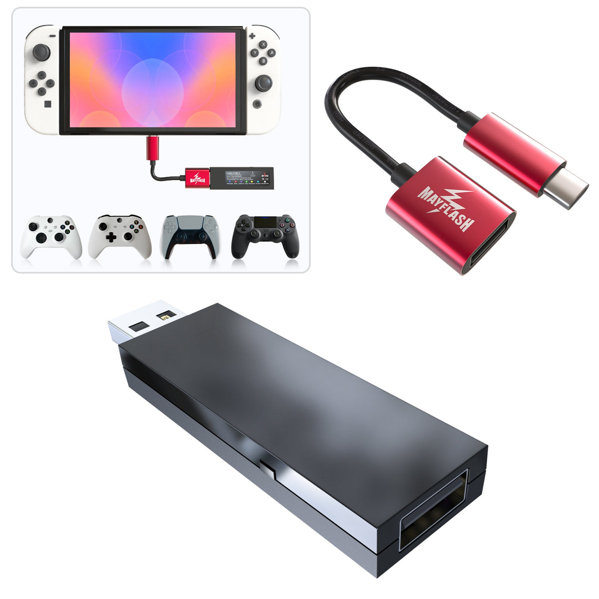 Mayflash MAGIC-S PRO 2 Wireless Bluetooth Controller USB Adapter for PS4/Switch/Windows/macOS/Steam Deck