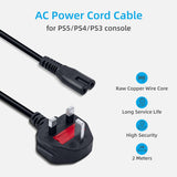 2M AC Power Cord for PS5/PS4/PS3 - UK Plug(Raw Copper)