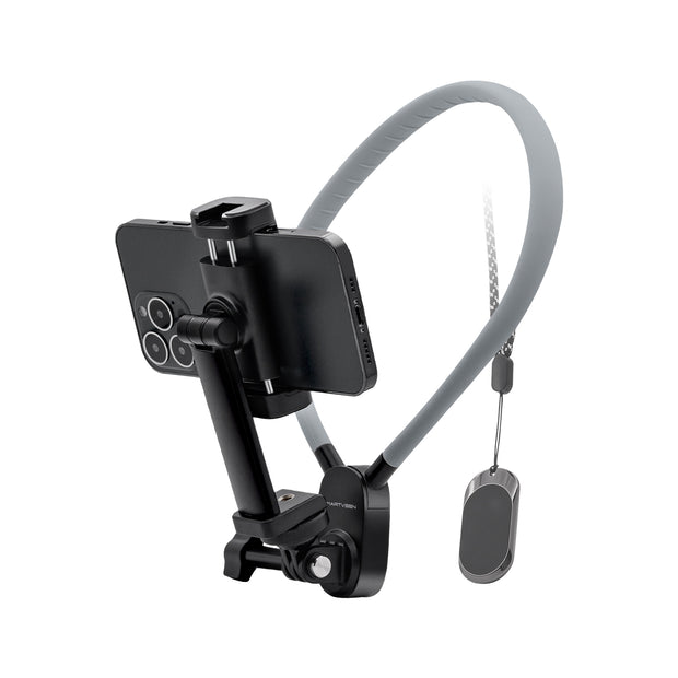 Magnetic Adjustable Neck Phone Holder for Mobile Phone/GoPro/DJI-Gray(S7Pro)