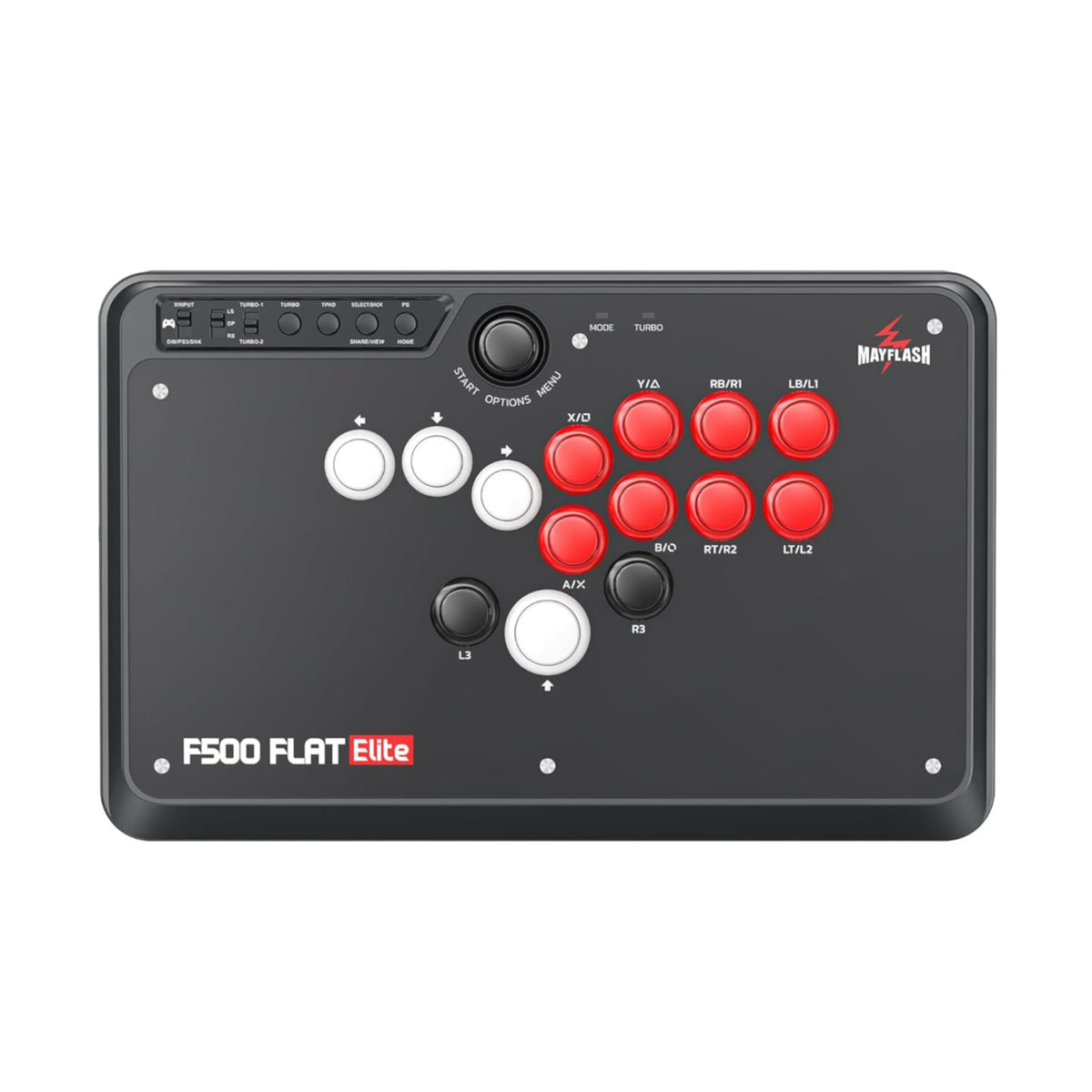 MAYFLASH F500 FLAT Elite All-Button Arcade Controller for PS4, PS3, Xbox Series X|S, Xbox One, Xbox 360, Switch, PC Windows, macOS, Android, Raspberry pi, Steam, Steam Deck, NEOGEO mini/Arcade Stick Pro