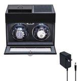 Mcbazel Automatic Double Watch Winder with Storage Box, Watch Winders for 2 Watches,Automatic Watch Winder Box with Quiet Motor,LED Light, Adjustable Watch Pillows - Gray