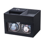 Mcbazel Automatic Double Watch Winder with Storage Box, Watch Winders for 2 Watches,Automatic Watch Winder Box with Quiet Motor,LED Light, Adjustable Watch Pillows - Gray