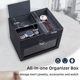 Mcbazel Automatic Double Watch Winder with Storage Box, Watch Winders for 2 Watches,Automatic Watch Winder Box with Quiet Motor,LED Light, Adjustable Watch Pillows - Gray