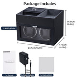Mcbazel Automatic Double Watch Winder with Storage Box, Watch Winders for 2 Watches,Automatic Watch Winder Box with Quiet Motor,LED Light, Adjustable Watch Pillows - Gray