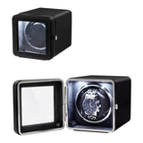 Rectangle PU Leather Automatic Single Watch Winder with LED Light-Black(W150A)