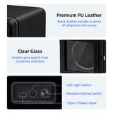 Rectangle PU Leather Automatic Single Watch Winder with LED Light-Black(W150A)