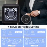 Rectangle PU Leather Automatic Single Watch Winder with LED Light-Black(W150A)