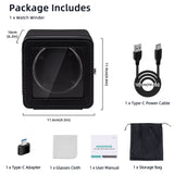 Rectangle PU Leather Automatic Single Watch Winder with LED Light-Black(W150A)
