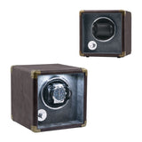 Customize PU Leather Automatic Single Watch Winder with LED Light-Brown(W140-US Plug)