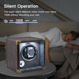 Customize PU Leather Automatic Single Watch Winder with LED Light-Brown(W140-US Plug)