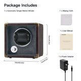 Customize PU Leather Automatic Single Watch Winder with LED Light-Brown(W140-US Plug)
